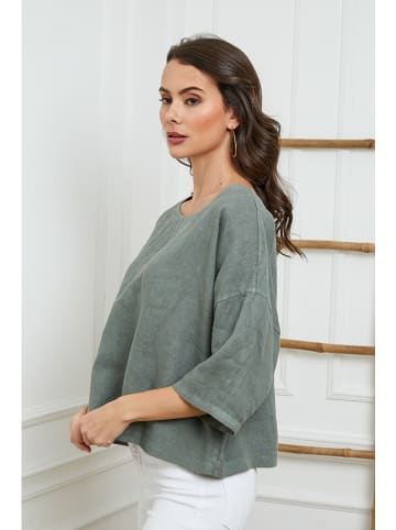 Fleur de Lin Lniana bluzka "Georginia" w kolorze khaki