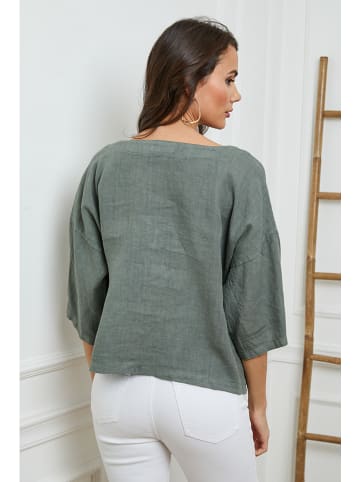 Fleur de Lin Lniana bluzka "Georginia" w kolorze khaki