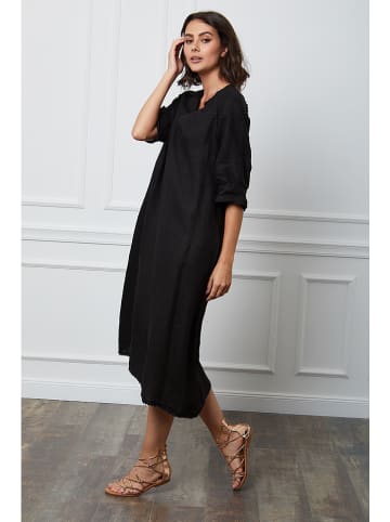 Fleur de Lin Leinen-Kleid "Granel" in Schwarz