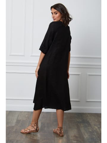 Fleur de Lin Lniana sukienka "Granel" w kolorze czarnym