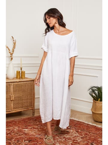 La Compagnie Du Lin Leinen-Kleid in Weiß