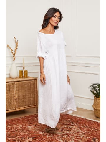 La Compagnie Du Lin Lniana sukienka w kolorze białym