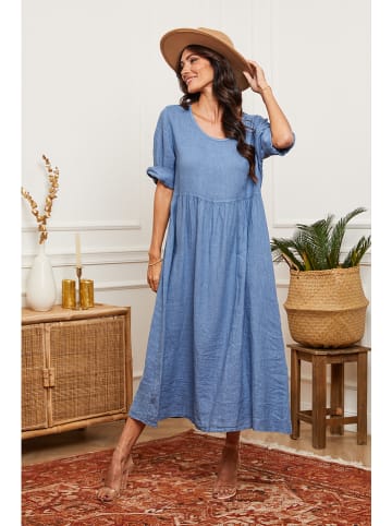 La Compagnie Du Lin Linnen jurk blauw