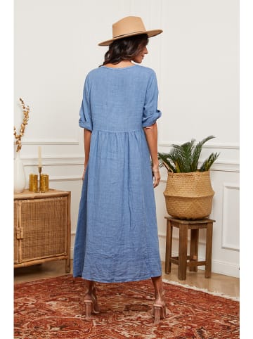 La Compagnie Du Lin Leinen-Kleid in Blau