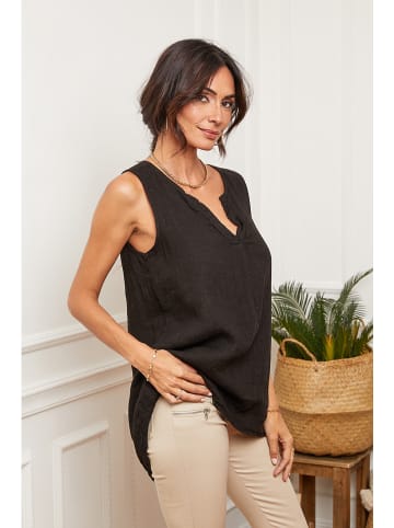 Fleur de Lin Leinen-Top "Harley" in Schwarz
