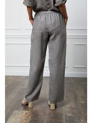 Fleur de Lin Lniane spodnie "Honas" w kolorze szarobrązowym