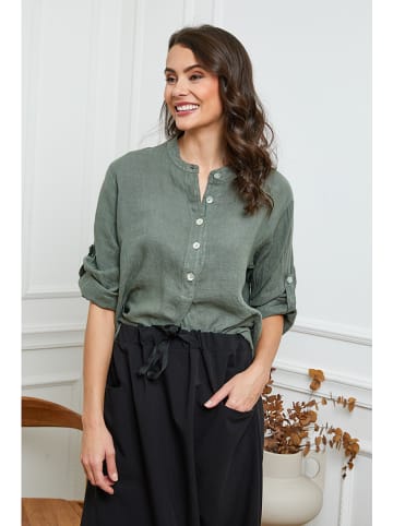 La Compagnie Du Lin Linnen blouse kaki