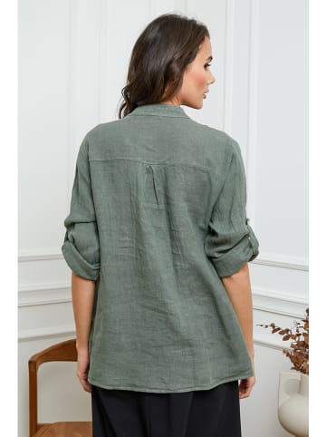 La Compagnie Du Lin Lniana bluzka "Jimenez" w kolorze khaki