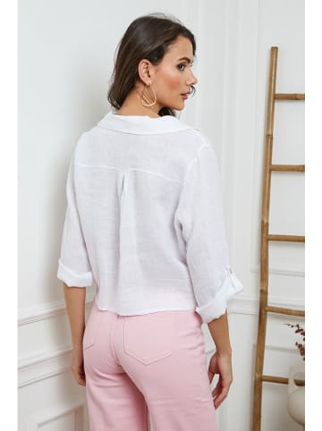 La Compagnie Du Lin Lniana bluzka "Josue" w kolorze białym