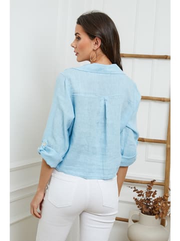 La Compagnie Du Lin Leinen-Bluse "Josue" in Hellblau