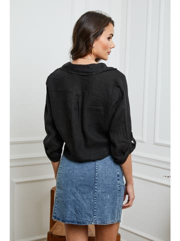La Compagnie Du Lin Linnen blouse zwart