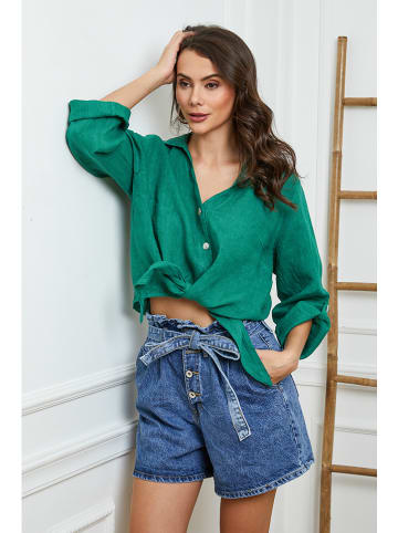 La Compagnie Du Lin Linnen blouse groen
