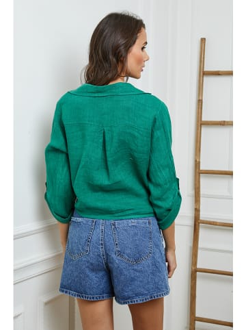 La Compagnie Du Lin Leinen-Bluse "Josue" in Grün