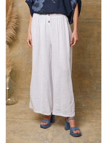 Fleur de Lin Lniane spodnie "Kendra" w kolorze białym