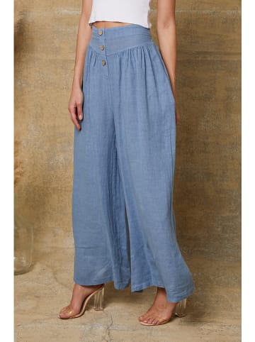 Fleur de Lin Lniane spodnie "Kendra" w kolorze niebieskim