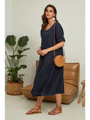 Fleur de Lin Leinen-Kleid "Lantana" in Dunkelblau