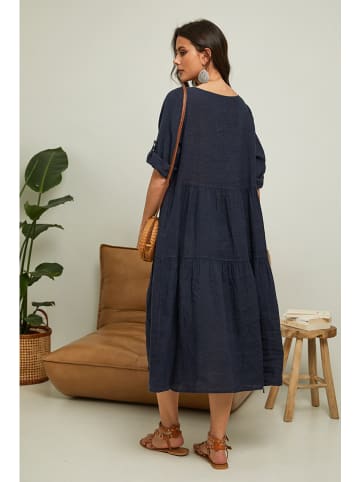 Fleur de Lin Leinen-Kleid "Lantana" in Dunkelblau