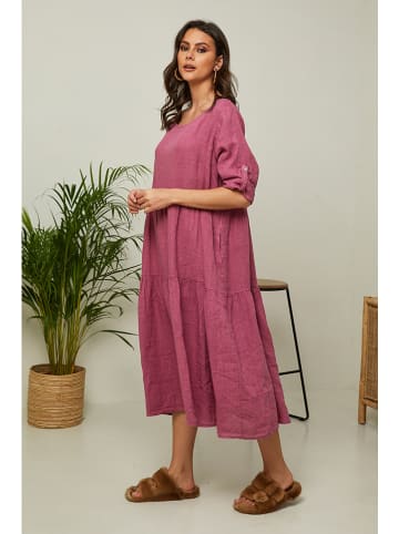 Fleur de Lin Lniana sukienka "Lantana" w kolorze różowym