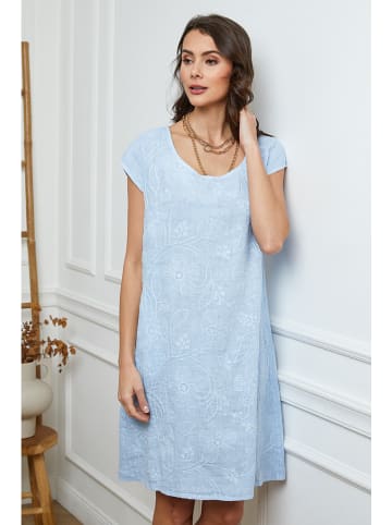 Fleur de Lin Lniana sukienka w kolorze błękitnym