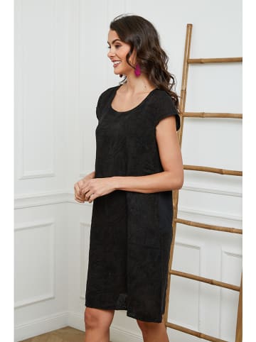 Fleur de Lin Leinen-Kleid in Schwarz