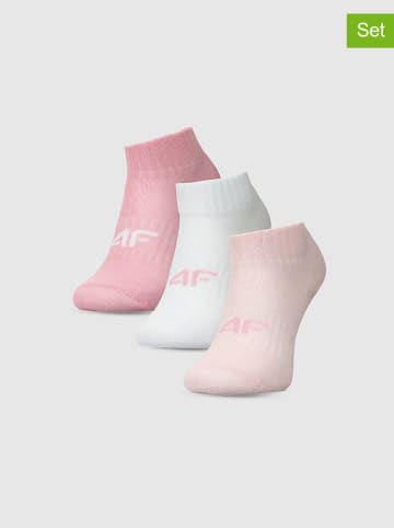 4F 3-delige set: sokken lichtroze/wit