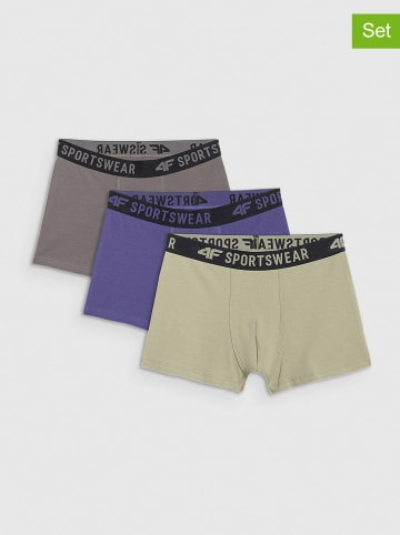 4F 3er-Set: Boxershorts in Gelb/ Grau/ Blau