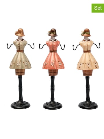 Anticline 3-delige set: sieradenstandaarden groen/lichtroze/crème - (H)27 cm