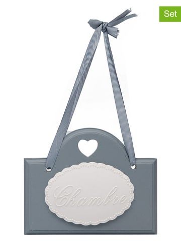 Anticline driedelige set:deurbordjes grijs/wit - (B)15 x (H)12 cm