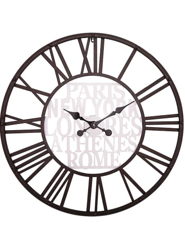 Anticline Wandklok "Paris-Rome" bruin/wit - Ø 80 cm