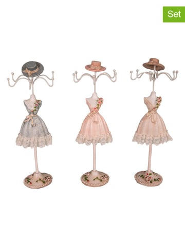 Anticline 3-delige set: sieradenstandaard beige/lichtblauw/roze - (H)25,5 cm