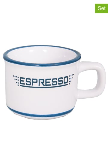 Anticline 6er-Set: Espressotassen in Weiß/ Blau - Ø 6 cm
