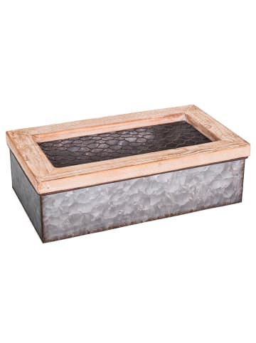 Anticline Opbergbox zilverkleurig/naturel - (B)29 x (H)17 x (D)9 cm