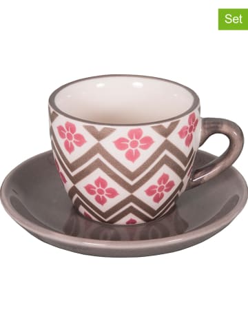 Anticline 6-delige set: espressokoppen "Dolce Vita" grijs/lichtroze - 30 ml