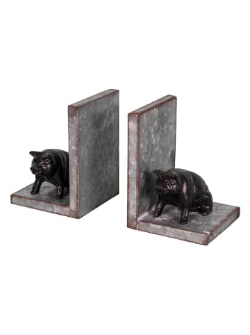 Anticline Podpórki w kolorze jasnoszaro-czarnym do książek - 22,5 x 15,5 x 10,5 cm