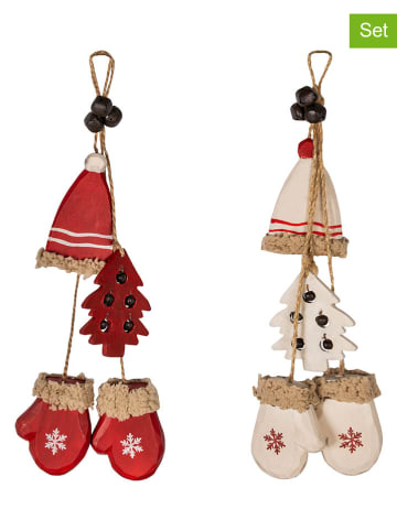 Anticline Zawieszki dekoracyjne (2 szt.) w kolorze czerwono-białym - dł. 30 cm