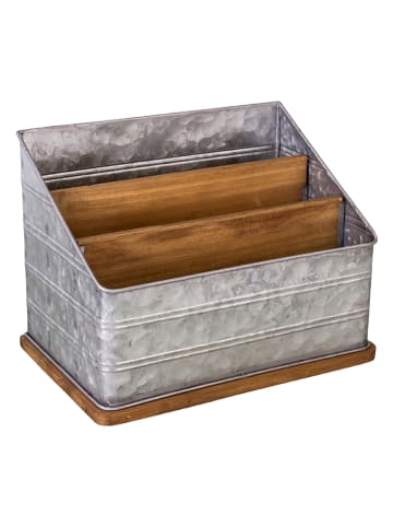 Anticline Pojemnik w kolorze srebrno-jasnobrązowym na listy - 29 x 22 x 19,5 cm