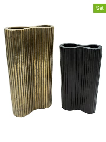 Anticline 2er-Set: Vasen in Gold/ Schwarz