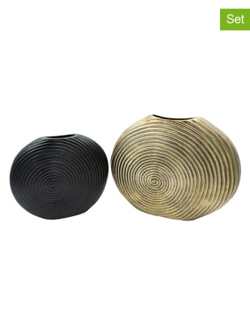 Anticline 2er-Set: Vasen in Schwarz/ Gold