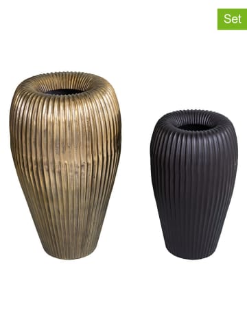 Anticline 2-delige set: vazen grijs/zwart