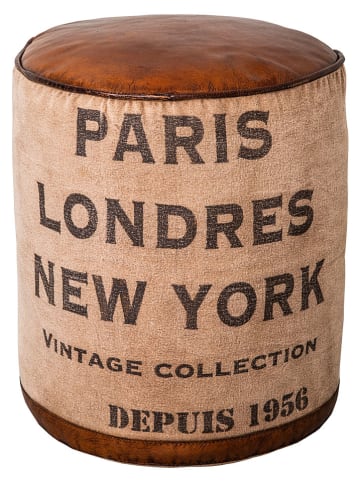 Anticline Poef beige/lichtbruin - (H)42 x Ø 38 cm