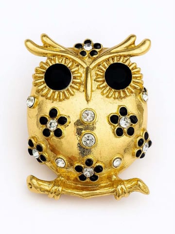 Lodie Silver Brosche in Gold/ Schwarz