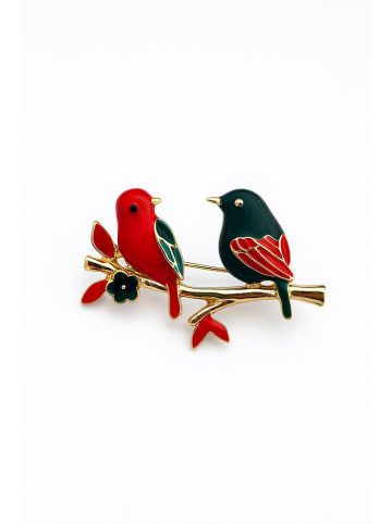 Lodie Silver Broche goudkleurig/zwart/rood