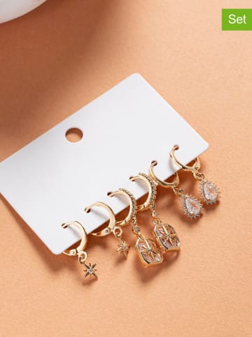 Lodie Silver 3er-Set: vergold. Creolen mit Edelsteinen