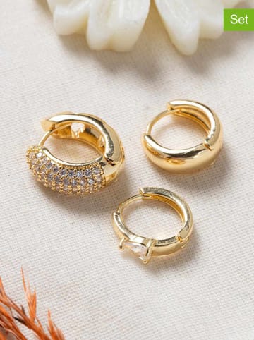 Lodie Silver Pozłacane kolczyki-kreole (3 szt.) z cyrkoniami