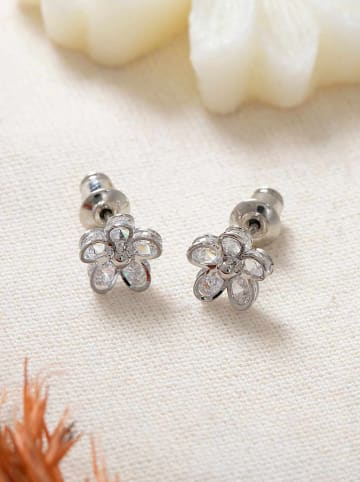 Lodie Silver Verzilverde oorstekers met edelstenen