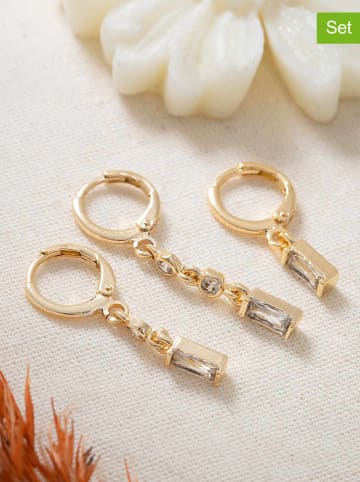 Lodie Silver 3er-Set: vergold. Creolen mit Edelsteinen