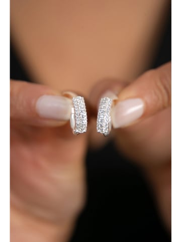 Lodie Silver Zilveren oorringen met edelstenen