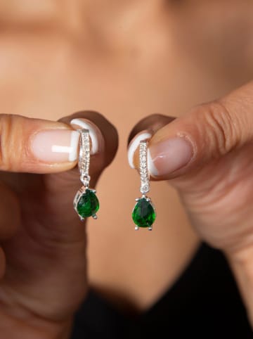 Lodie Silver Zilveren creolen met edelstenen