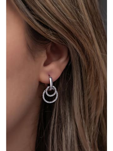 Lodie Silver Zilveren oorringen met edelstenen