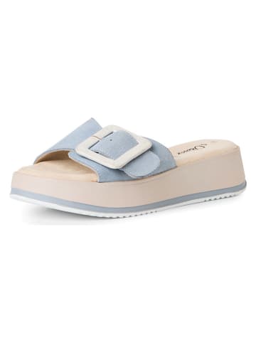 s.Oliver Skórzane klapki w kolorze błękitnym